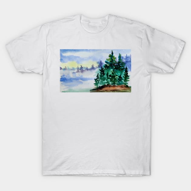 Christmas trees landscape T-Shirt by Ala Lopatniov